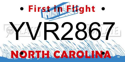 YVR2867 North Carolina License Plate
