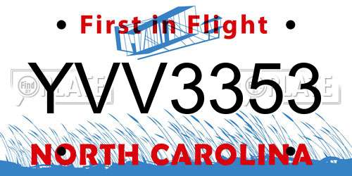 YVV3353 North Carolina License Plate