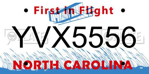 YVX5556 North Carolina License Plate