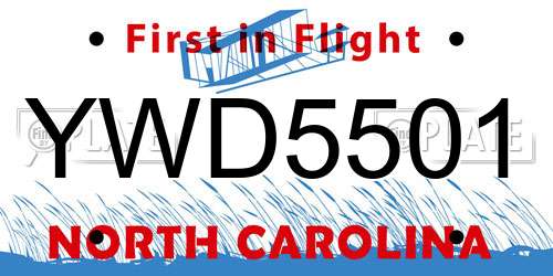 YWD5501 North Carolina License Plate