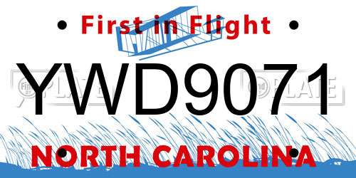 YWD9071 North Carolina License Plate