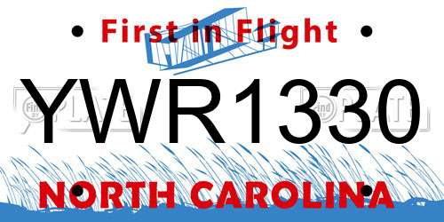 YWR1330 North Carolina License Plate