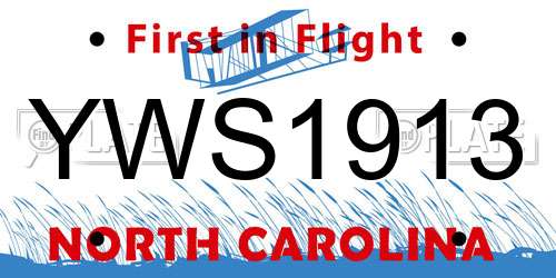 YWS1913 North Carolina License Plate