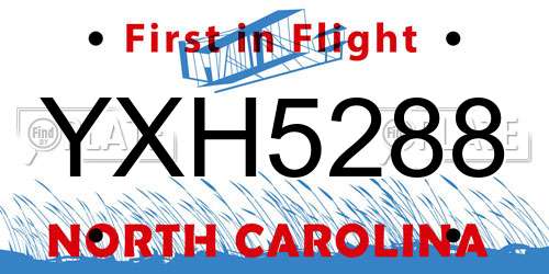 YXH5288 North Carolina License Plate