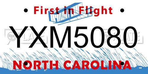 YXM5080 North Carolina License Plate
