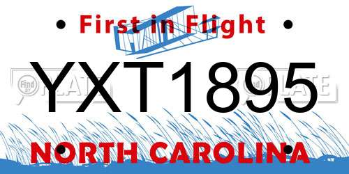 YXT1895 North Carolina License Plate
