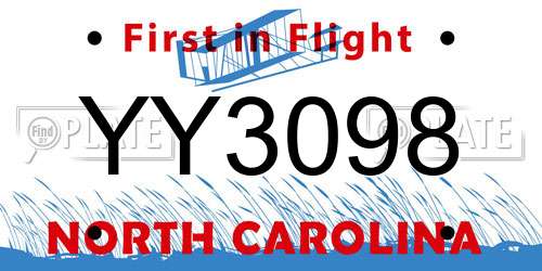 YY3098 North Carolina License Plate