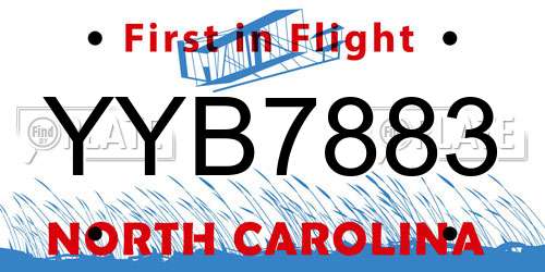 YYB7883 North Carolina License Plate