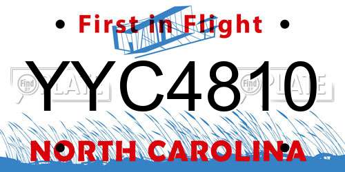 YYC4810 North Carolina License Plate