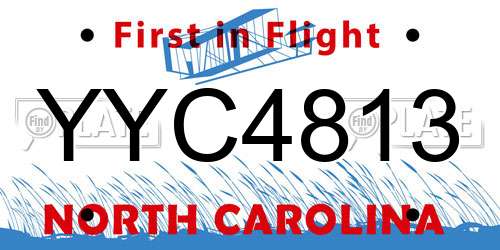 YYC4813 North Carolina License Plate