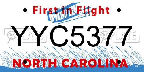 YYC5377 North Carolina License Plate