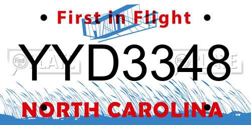 YYD3348 North Carolina License Plate