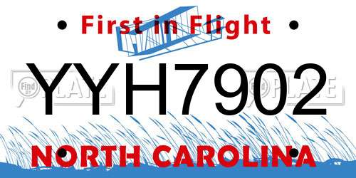 YYH7902 North Carolina License Plate