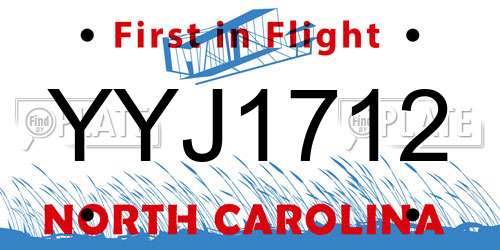 YYJ1712 North Carolina License Plate
