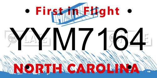 YYM7164 North Carolina License Plate