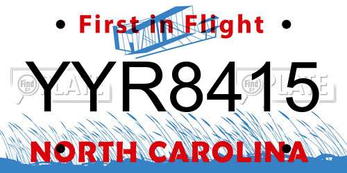YYR8415 North Carolina License Plate