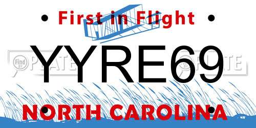 YYRE69 North Carolina License Plate