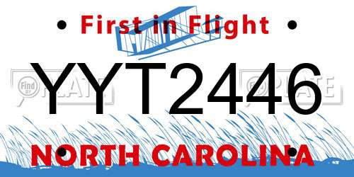 YYT2446 North Carolina License Plate
