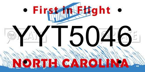 YYT5046 North Carolina License Plate