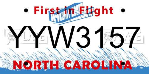 YYW3157 North Carolina License Plate