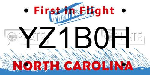 YZ1B0H North Carolina License Plate
