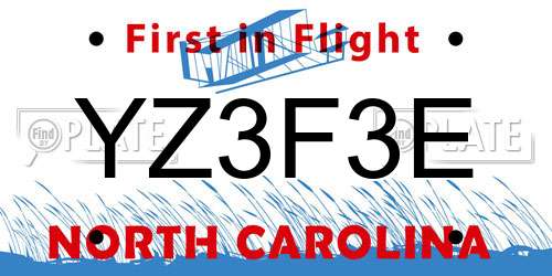 YZ3F3E North Carolina License Plate