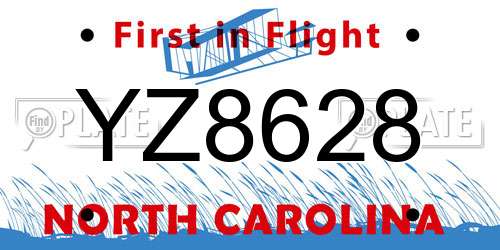 YZ8628 North Carolina License Plate