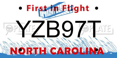 YZB97T North Carolina License Plate