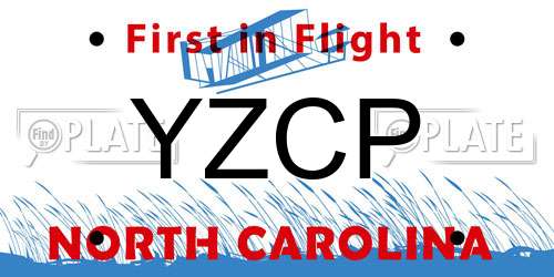 YZCP North Carolina License Plate