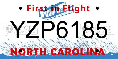 YZP6185 North Carolina License Plate