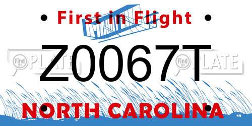 Z0067T North Carolina License Plate