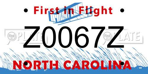 Z0067Z North Carolina License Plate