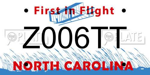 Z006TT North Carolina License Plate
