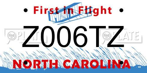 Z006TZ North Carolina License Plate