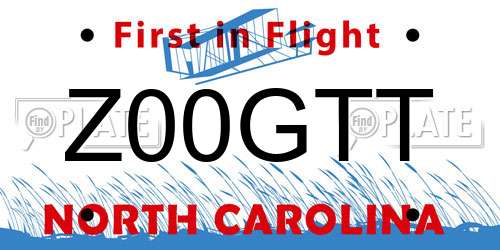 Z00GTT North Carolina License Plate