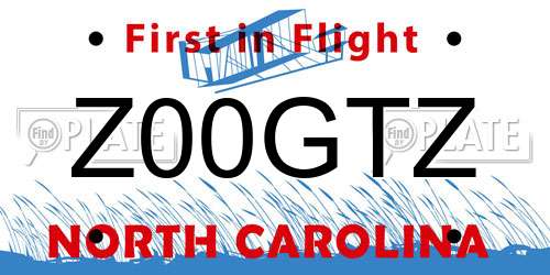 Z00GTZ North Carolina License Plate