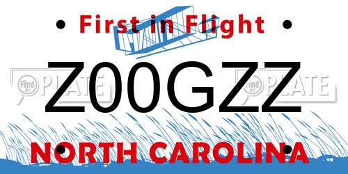 Z00GZZ North Carolina License Plate