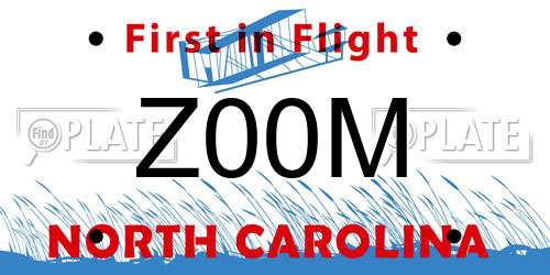 Z00M North Carolina License Plate