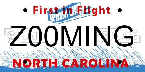 Z00MING North Carolina License Plate
