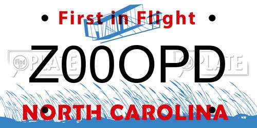 Z00OPD North Carolina License Plate
