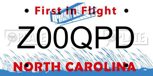 Z00QPD North Carolina License Plate