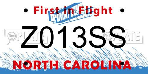 Z013SS North Carolina License Plate