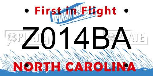 Z014BA North Carolina License Plate