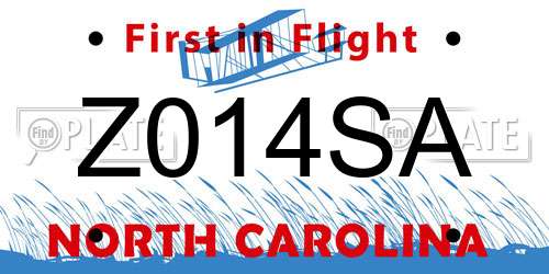 Z014SA North Carolina License Plate