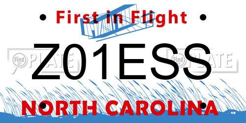 Z01ESS North Carolina License Plate