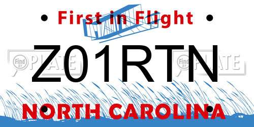 Z01RTN North Carolina License Plate