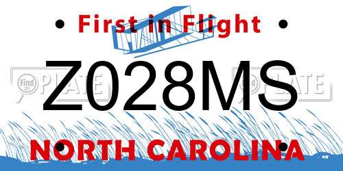 Z028MS North Carolina License Plate