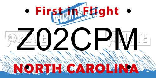Z02CPM North Carolina License Plate