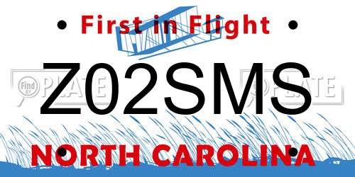 Z02SMS North Carolina License Plate