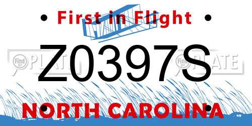 Z0397S North Carolina License Plate